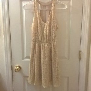Wet Seal Champagne Lace Skater Dress Size M